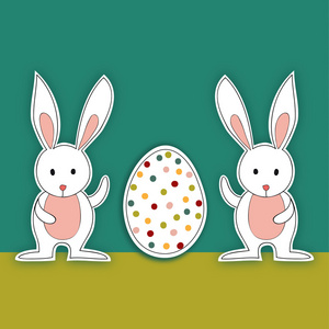 两个宝贝蛋复活节兔子