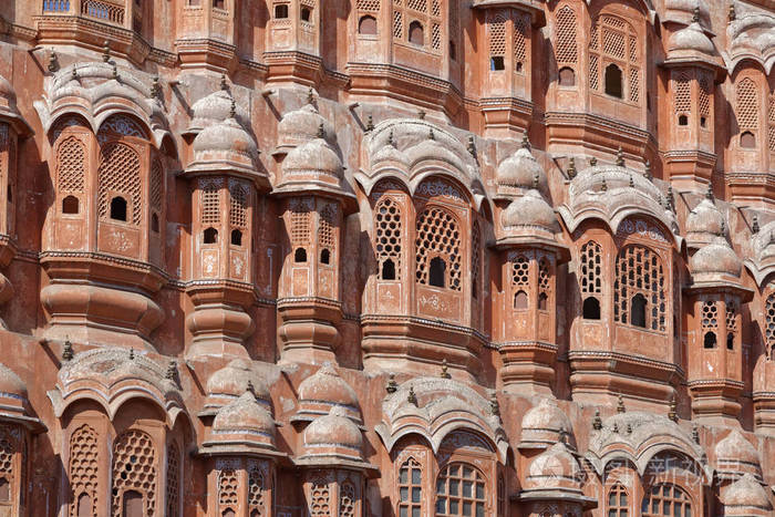 拉贾斯坦邦, 斋浦尔, 风立面宫殿 (哈瓦泰姬陵), 建于1799年由君萨马