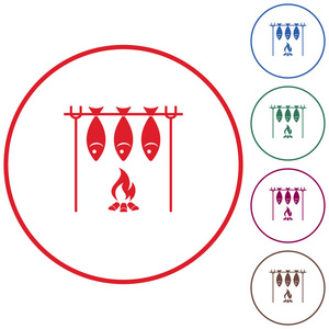 烤鱼图标。矢量图案