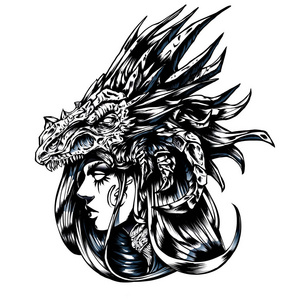 龙纹身女孩图片