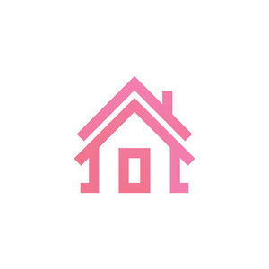 简单的粉红色房子轮廓徽标模板矢量