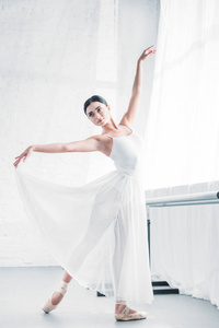 芭蕾舞团白裙舞的优雅年轻芭蕾舞演员