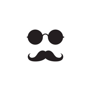 眼镜胡子标志图形设计理念。可编辑眼镜胡子元素, 可以用作标识, 图标, 模板在网页和打印