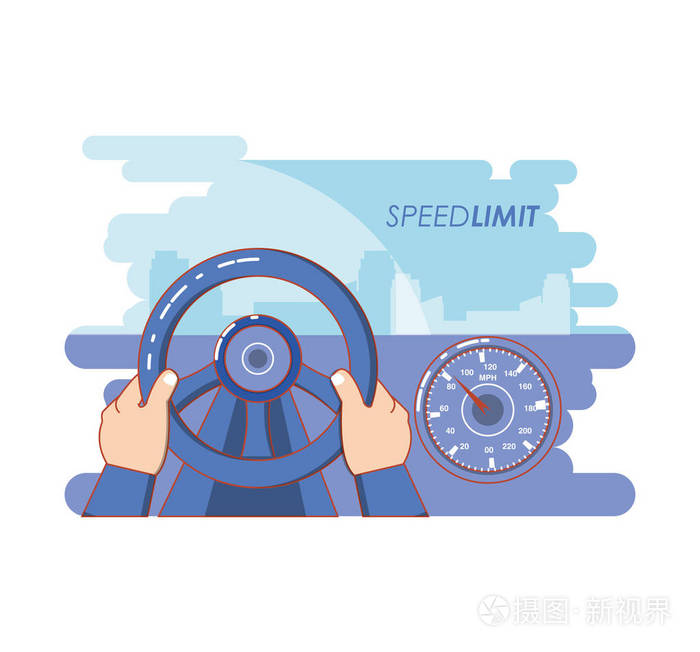 车速限制车辆驾驶插画-正版商用图片05y98w-摄图新视界