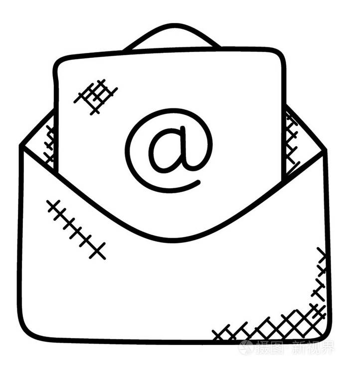 带@ 符号的打开信封, 显示电子邮箱插画-正版商用图片05y9uu-摄图新