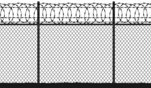 护栏网铁丝网, 无缝矢量剪影照片