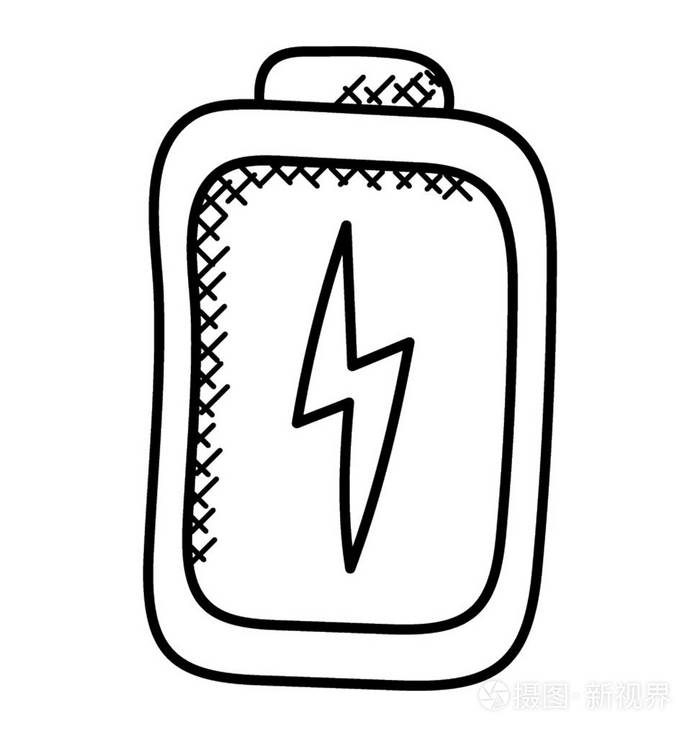 电池充电符号图标涂鸦插画