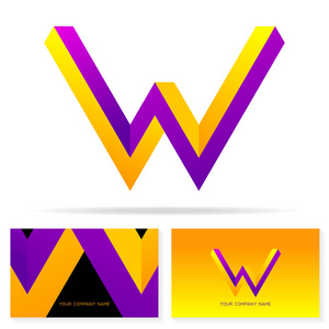 字母 W 徽标图标设计模板元素。名片模板