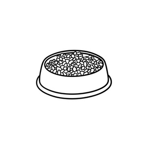 狗饲料的涂鸦狗碗手画轮廓涂鸦图标照片