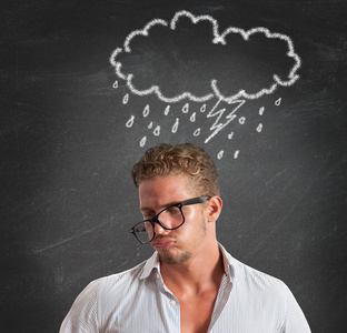 悲观主义者商人的危机照片