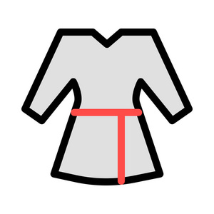 灰色, 黑色和红色短礼服被隔绝在白色背景上