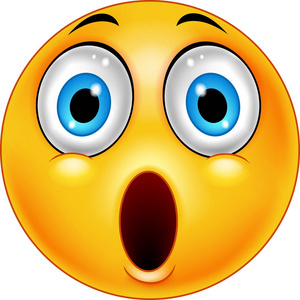 在白色背景上被孤立的惊喜表情符号照片