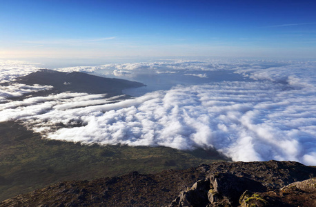 日出飞越大西洋, 从微微火山 2351m, 皮岛, 亚速尔群岛, 葡萄牙, 欧洲看到