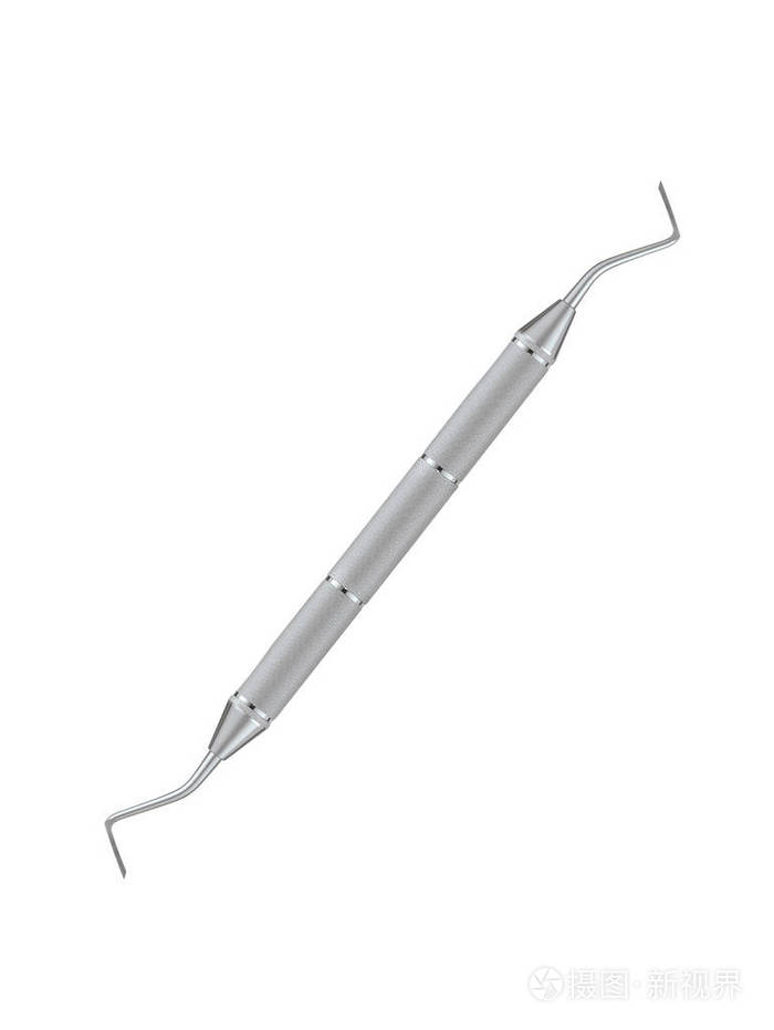 白色背景上的牙医探针牙科设备