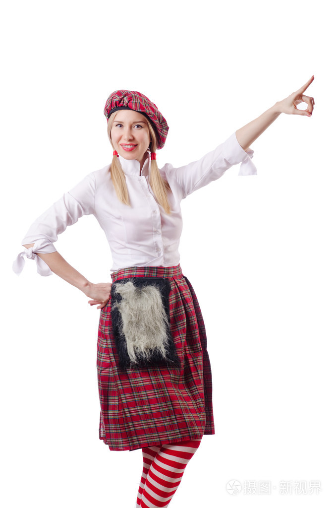 苏格兰传统概念与身穿苏格兰短裙的人