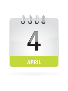 4 月 4 日日历图标在白色背景上