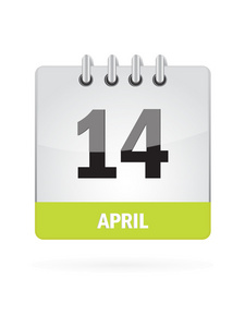 4 月 14 日日历图标在白色背景上照片