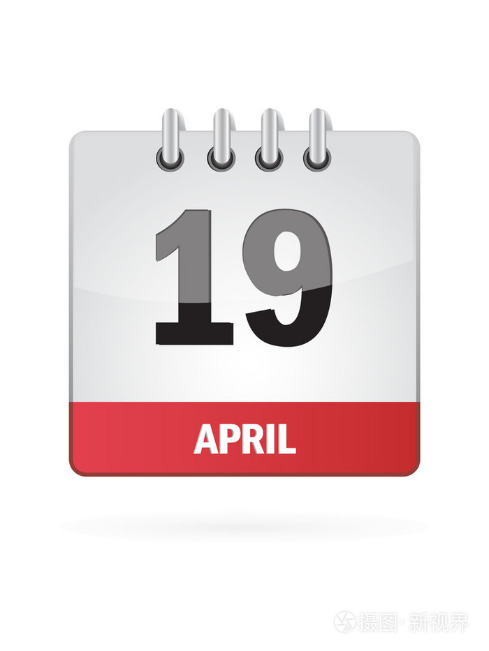 4月 19 日日历图标在白色背景上