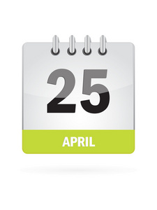 4 月 25 日日历图标在白色背景上照片