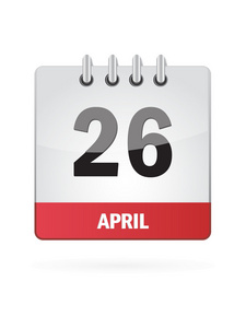 4 月 26 日日历图标在白色背景上