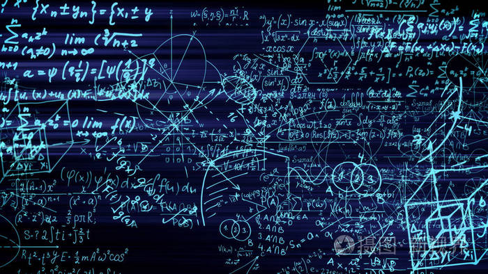 3d 渲染虚拟空间中的数学公式的抽象块.相机内的数学公式