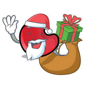 圣诞老人与礼物糖果月亮吉祥物卡通
