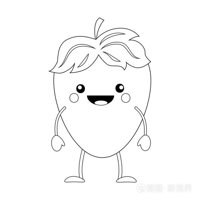 插画 无色滑稽卡通草莓.矢量插图.科洛里.eps