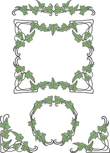 不同框架形状下装饰藤的矢量图像