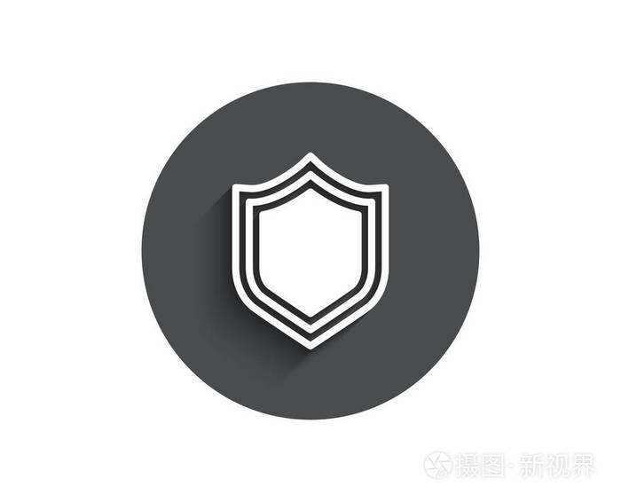 屏蔽简单图标保护或安全标志防卫或守卫符号圆圈平面按钮与阴影向量
