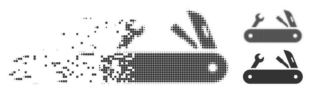 分解像素半色调多工具刀图标