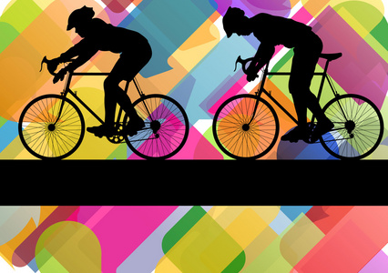 体育路自行车车手自行车多彩抽象剪影