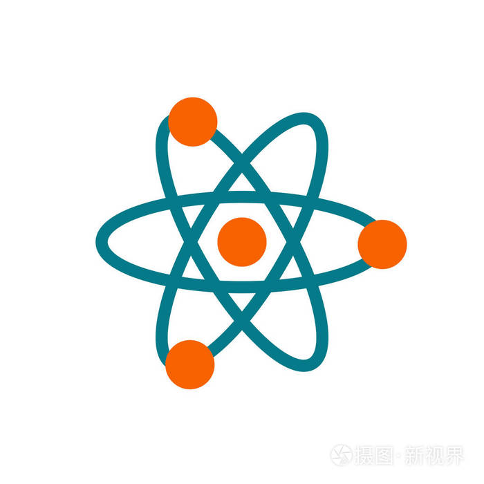 原子图标-化学科学符号-向量分子-在白色背景下隔离的平面矢量图