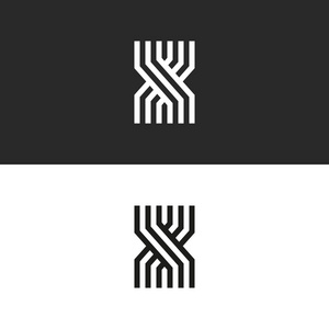 首字母 fb 徽标字母, 简单平行细线设计, 联合两个字母 f 和 b, 创意