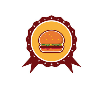 餐厅或街头食品咖啡馆的汉堡矢量图标徽标设计模板
