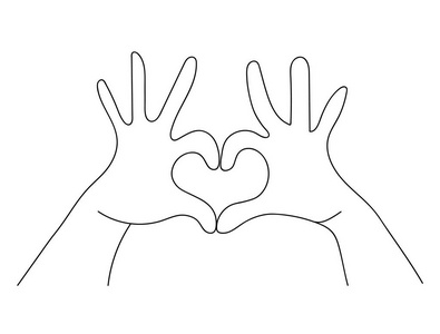 手工制作素描的概念手工制作的心形符号概念在简单的轮廓风格, 涂鸦的