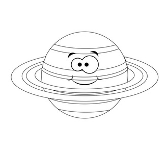 无色天空无色滑稽的卡通土星行星.矢量插图.卡扎菲照片