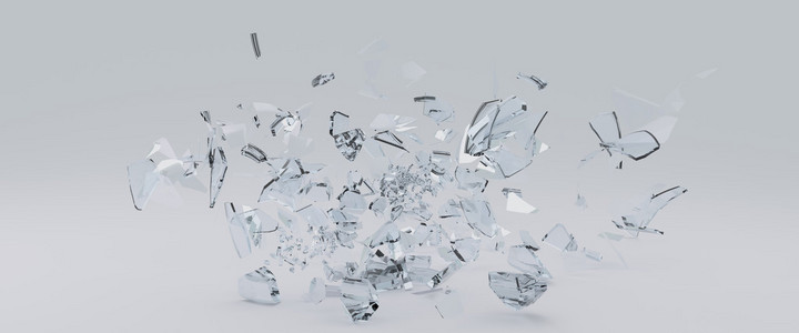 玻璃碎片飞溅的玻璃的碎片照片