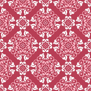 红花无缝图案。色红色和米色背景为墙纸纺织品和织品