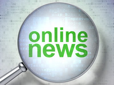 新闻概念: 与光学玻璃上数字酒泉在线新闻照片