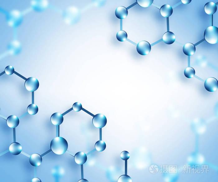 分子和原子的抽象背景.医疗, 化学, 全3d 背景
