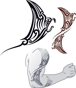 毛利人蝠鲼纹身设计图片