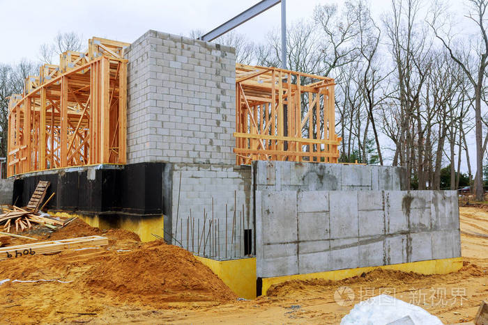 新的住宅建筑地盘框架新建筑家庭框架