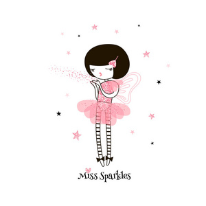 小粉红闪光仙女可爱的插图