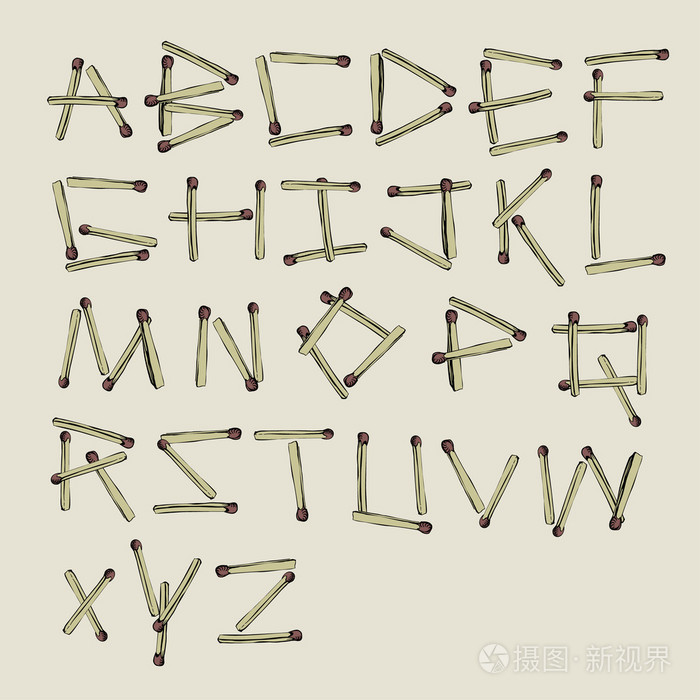 五根火柴五个抽象设计模板矢量