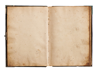 打开隔离在白色的老书照片