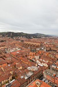 博洛尼亚鸟视图的城市。天台。意大利。欧洲