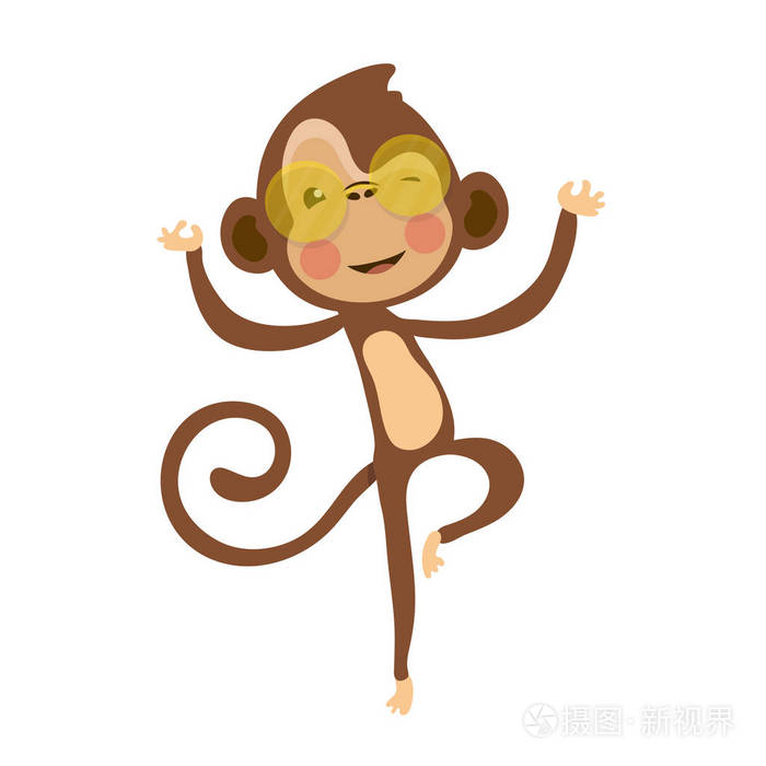 白色背景上的可爱的猴子卡通