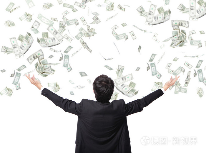 商务男人拥抱钱