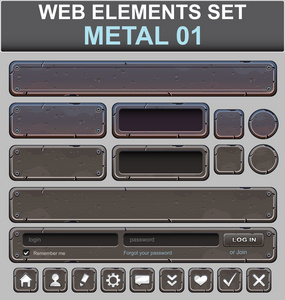 web 设计的元素集。金属