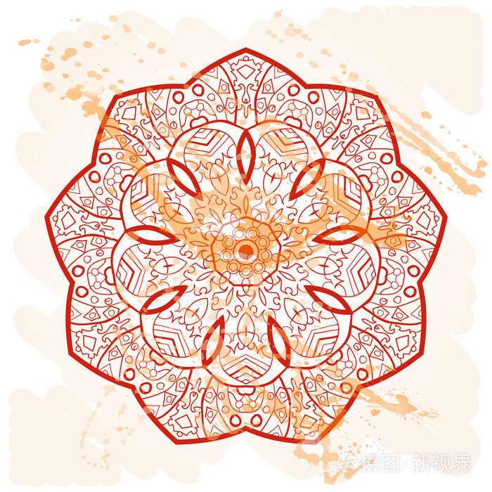 东方曼荼罗图案的手绘漆羯磨